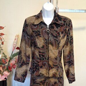 Preowned Dino Women’s Blazer Multi Color Printed Jacket Spring Fall Jackets 8 M